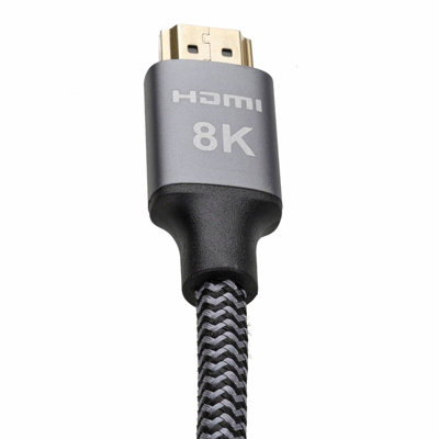 B&Q -  Braided Hdmi 2.1 Tv Lead Hdr 8K 60Hz 4K 120Hz 48Gbps Earc Dolby Vrr Cable 2M