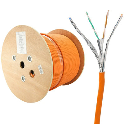 Kenable Low Smoke Cat7 Copper 23Awg Ethernet S/ftp Network Cable Reel 305M Orange from B&Q