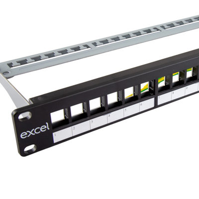 B&Q -  Unloaded 24 Port Keystone Patch Panel Frame 1U 19 Inch W Cable Management Bar