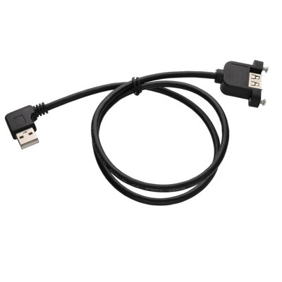 B&Q -  Usb 2.0 Panel Mount Female A Socket To Right Angle A Plug Cable 0.7MBlack