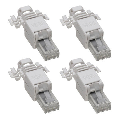 B&Q -  Idc Punch Down To Rj45 Plug For Cat6A Solid Ethernet Cable Connector (4 Pack)