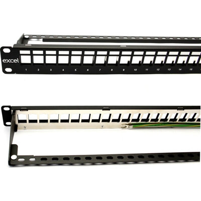 B&Q -  Keystone Jack Mount 24 Port Patch Panel Metal Cable Management Bar 19 Inch
