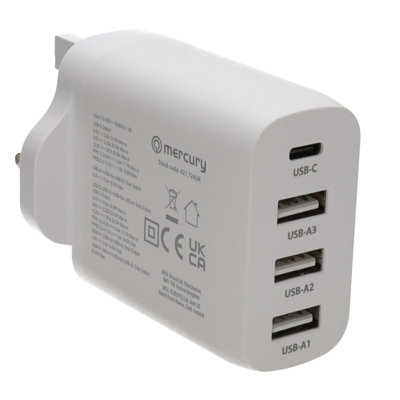 Kenable 35W 3Xusb-A & Usb-C Uk Wall Charger For Phone And Tablets