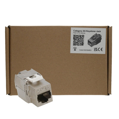 Kenable Tuk Cat6A Stp Shielded Rj45 Keystone Jack Toolless 22-24Awg Poe+ (24 Pack) from B&Q