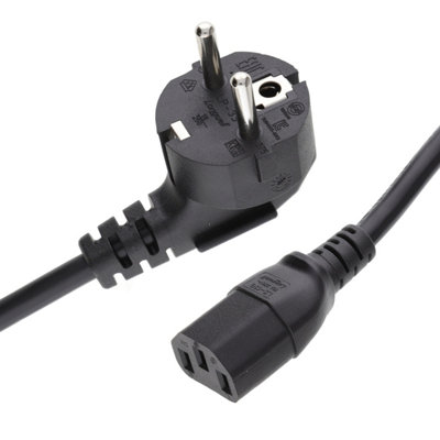 Kenable Euro Schuko Plug Power Cord To Iec C13 Plug 5A Lead Cable 0.5M Black from B&Q