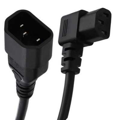 Kenable Power Extension Cable Right Angle C13 Iec Male To Female C14 Ups Lead 0.25M Medium B&Q
