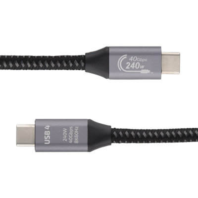 B&Q -  Usb4 40Gbps 240W Cable Usb-C To Usb-C With Metal Plugs Supports 8K 60Hz 1M