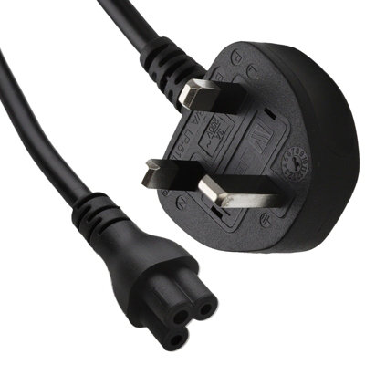 Kenable Power Cable Uk Plug (3A Fused) To C5 (Cloverleaf) 0.75mm Lead 0.5M Black from B&Q