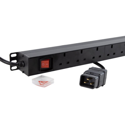 Kenable Pdu Uk Sockets 10 Way To C20 Iec 16A Power Distribution Unit Vertical 1.8M from B&Q