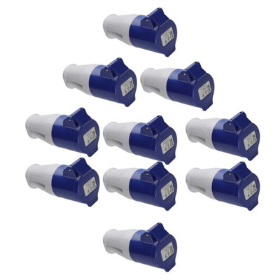 Kenable (10 Pack) Caravan Site Power Socket 240V 16A Blue Ip44 Splash-Proof from B&Q