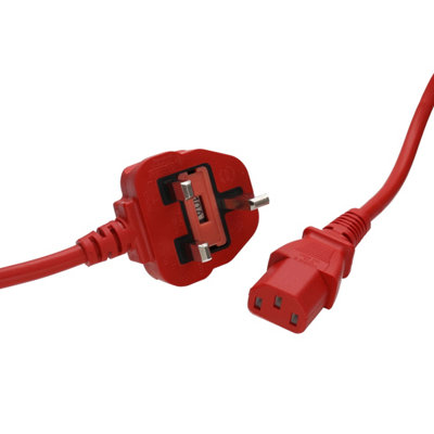 Kenable Power Cable Uk Plug (10A Fused) To Iec C13 1.00mm Lead 2M Red from B&Q