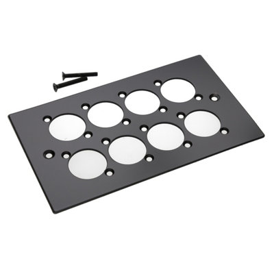 B&Q -  Tuk Black Aluminium Wall Faceplate D-Series Compatible Double Gang 8 Hole