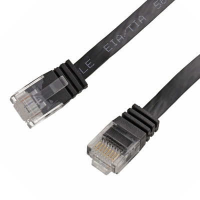 Kenable Flat Cat6 Ethernet Lan Patch Cable Low Profile Gigabit Rj45 0.15M 15Cm Black from B&Q