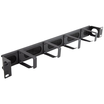 B&Q -  1U Recessed 4 Ring Cable Management Bar Pass-Through With Brush 19 Inch Rack