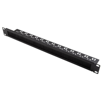Kenable 1U Brush Plate Panel With Rear Cable Management Bar For 19 Inch Data Cabinets