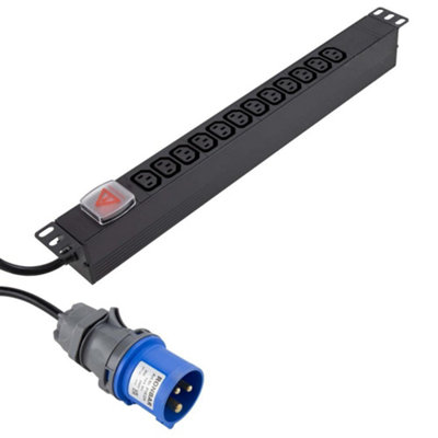 Kenable Pdu Iec C13 Sockets 12 Way With 16A Commando Power Distribution Unit Horizontal 3M from B&Q
