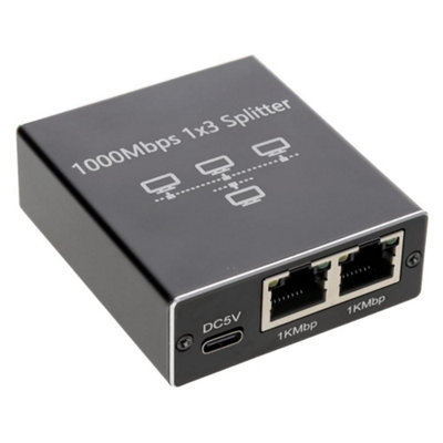 B&Q -  Gigabit Ethernet Network Splitter 1 To 3 Way1000Mbps High Speed Usb Powered