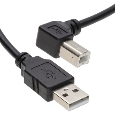 B&Q -  Right Angle Usb B To Usb A 2.0 High Speed Cable Printer Lead Black 1M