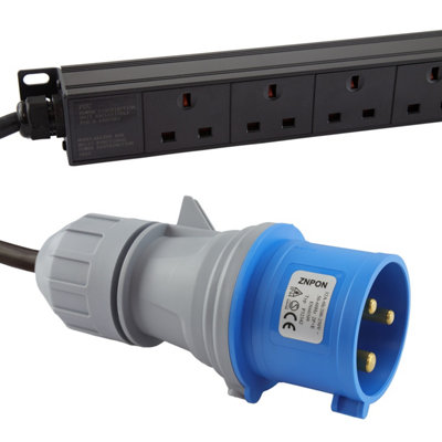 Kenable Pdu Uk Sockets 8 Way With 32A Commando Plug Power Distribution Unit Vertical 3M from B&Q