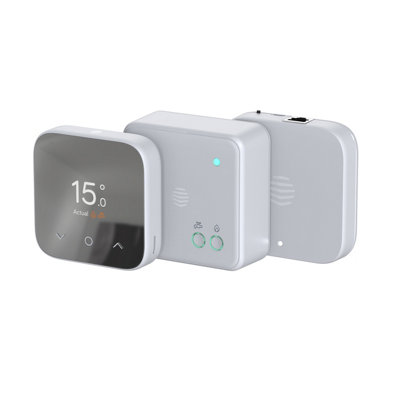 Hive V4 Mini Nano 3 852113 Smart Thermostat, White Silver Effect White/Silver