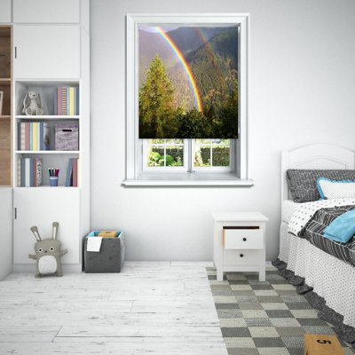Lister Cartwright Photographic Blackout Roller Blinds For Bedroom Windows(150 X 140 Cm)Forest Rainbow from B&Q