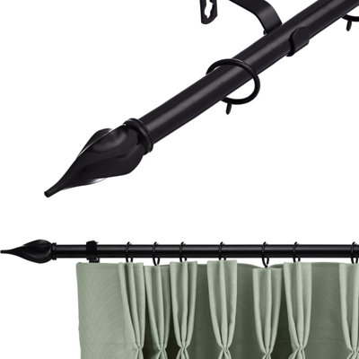 Lister Cartwright 19 mm Extendable Metal Curtain Pole RodsBlack (Spiral Finial70-120 Cm) from B&Q