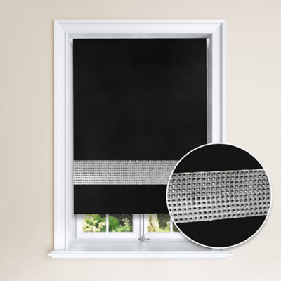 Lister Cartwright Diamante Roller Blinds For Windows120 X 165 CmEasy To Fit Child Safety IncludedBlack from B&Q