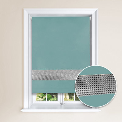 Lister Cartwright Diamante Roller Blinds For Windows180 X 165 CmEasy To Fit Child Safety IncludedDuck Egg from B&Q