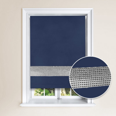 Lister Cartwright Diamante Roller Blinds For Windows90 X 165 CmEasy To Fit Child Safety IncludedNavy from B&Q