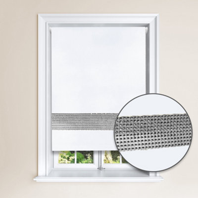 Lister Cartwright Diamante Roller Blinds For Windows150 X 165 CmEasy To Fit Child Safety IncludedWhite from B&Q