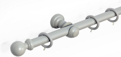 Lister Cartwright  28 mm Wooden Curtain Poles Fixed Length (Truffle Ball150 Cm) from B&Q