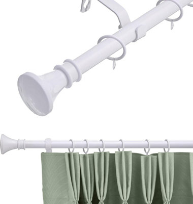 Lister Cartwright 19 mm Extendable Metal Curtain Pole RodsWhite (Bell Finials210-360 Cm) from B&Q