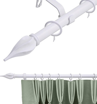 Lister Cartwright 19 mm Extendable Metal Curtain Pole RodsWhite (Spiral Finials120-210 Cm) from B&Q