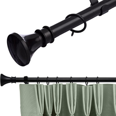Lister Cartwright 19 mm Extendable Metal Curtain Pole RodsBlack (Bell Finials210-360 Cm) from B&Q