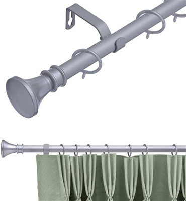 Lister Cartwright 19 mm Extendable Metal Curtain Pole RodsSatin (Bell Finials120-210 Cm) from B&Q