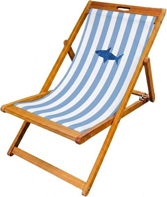 Lister Cartwright Wooden Folding Deck Chair With Fabric Sling(Shark Stripe) from B&Q