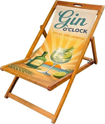 Lister Cartwright Wooden Folding Deck Chair With Fabric Sling(Gin Oclock) from B&Q