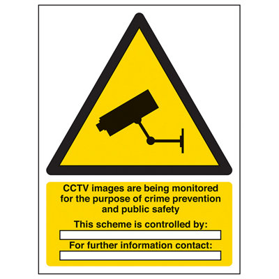 V Safety Cctv Images Being Monitored Security Sign 2mm Rigid Plastic 150X200mm from B&Q