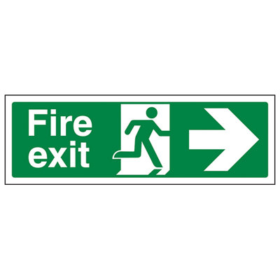 V Safety Fire Exit Safety Sign Arrow Right2mm Rigid Plastic 450X150mm from B&Q