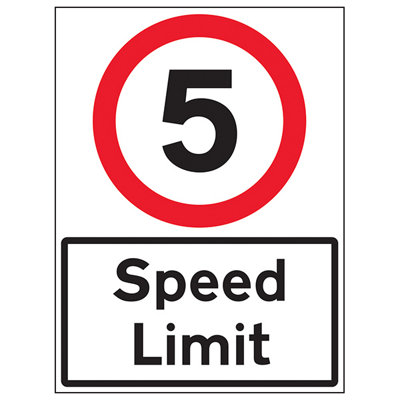 B&Q -  5 Mph Speed Limit Traffic Sign3mm Aluminium Composite 450X600mm