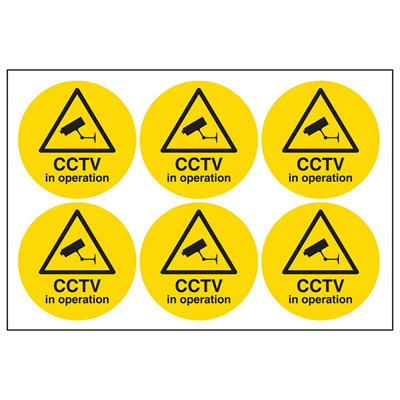 V Safety Cctv In Operation 6X Security SignSelf Adhesive 100mm Diameter from B&Q