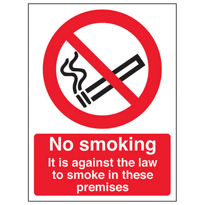 V Safety No Smoking In These Premises Prohibited SignSelf Adhesive 150X200mm from B&Q