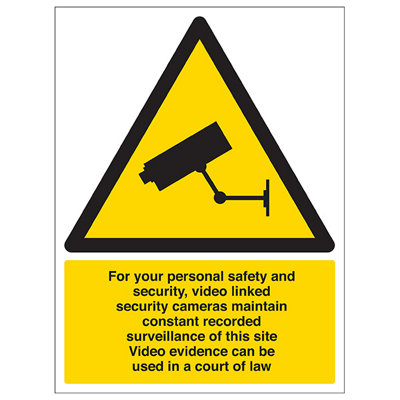 V Safety Cctv For Your Safety Security Sign1mm Rigid Plastic 150X200mm from B&Q