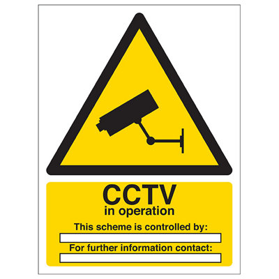 V Safety Cctv In Operation Purpose Of Safety Sign1mm Rigid Plastic 150X200mm from B&Q