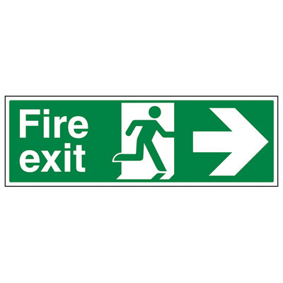 V Safety Fire Exit Safety Sign Arrow Right1mm Rigid Plastic- 450 X 150mm from B&Q
