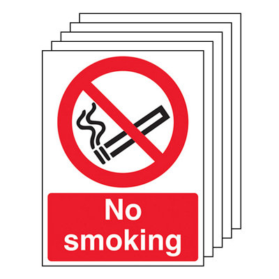 V Safety No Smoking Safety Sign1mm Rigid Plastic200X300mm (Pack Of 5) from B&Q