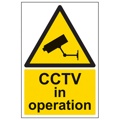 V Safety Cctv In Operation Safety SignSelf Adhesive Vinyl200X300mm (X5) from B&Q