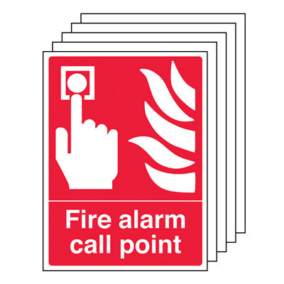 V Safety 5X Fire Alarm Call Point Safety SignSelf-Adhesive Vinyl 150X200mm from B&Q