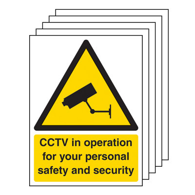 V Safety 5X Cctv In Operation For Your Safety SignSelf Adhesive150X200mm from B&Q