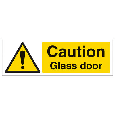 V Safety Glass DoorGeneral Warning SignRigid Plastic600X200mm (X3) from B&Q